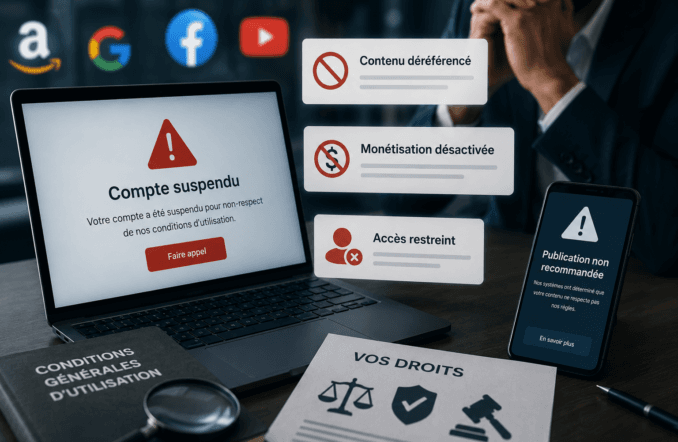 Compte suspendu, contenu déréférencé, monétisation désactivée, accès restreint, quels sont vos droits ?